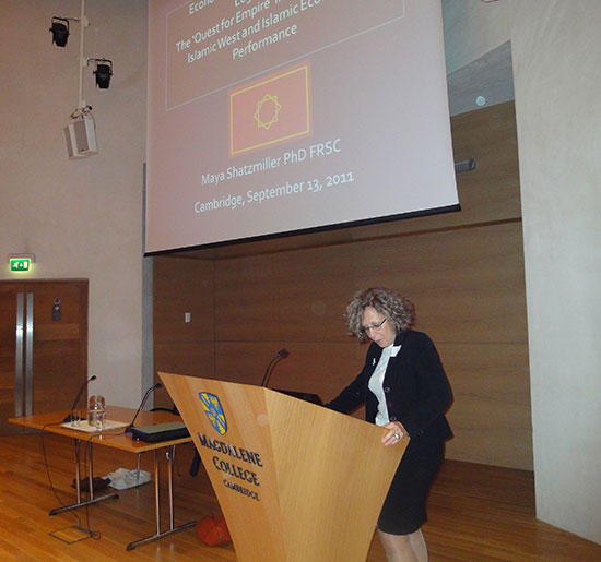 Maya Shatzmiller speaking at Magdalene College, University of Cambridge, September 2011