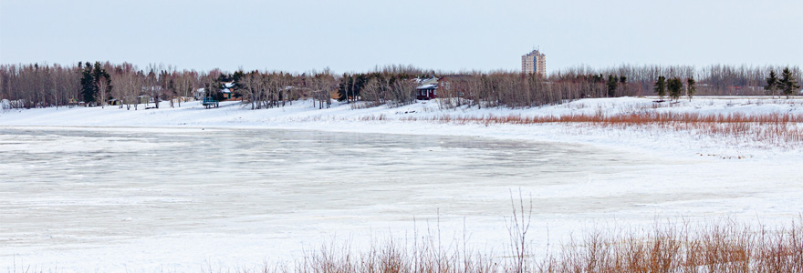 Mackenzie Place stands above the town of Hay River, Northwest Territories