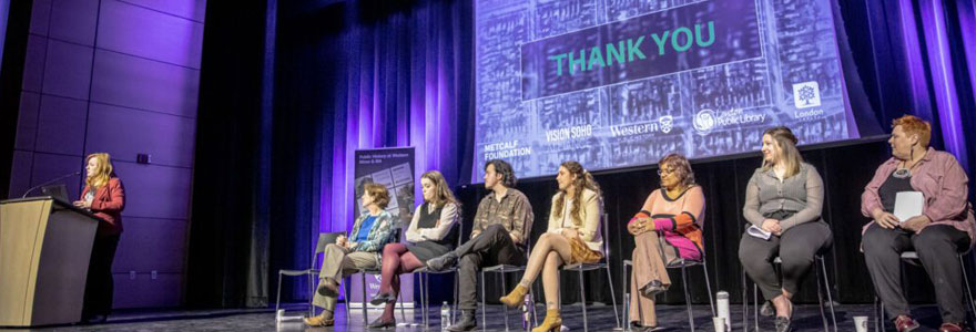 Western graduate students who participated in the project speak about the findings of their research. (Christopher Kindratsky/Western Communications photo)