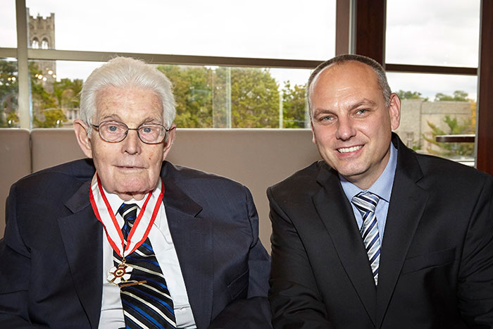 Ron Wonnacott, Officer of the Order of Canada and Bob Andersen, Dean of the Faculty of Social Science
